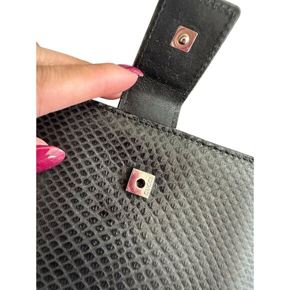 GUCCI Womens Vintage Black Leather Snap Clutch Wallet - Picture 10 of 11